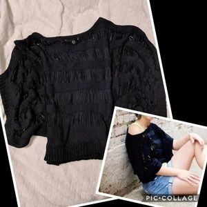 Double Zero Brand Black Slouchy Top